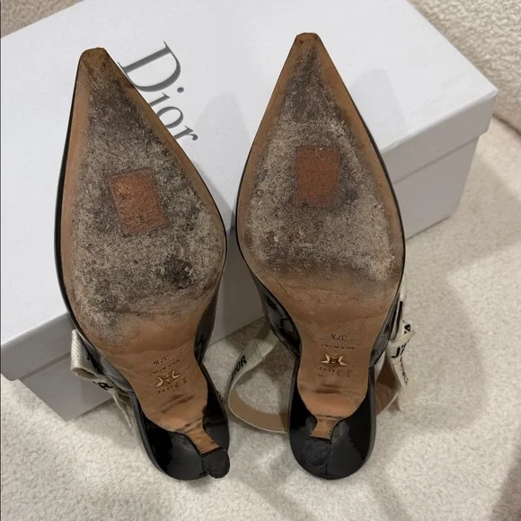 Dior J'Adior Black Patent Slingback Heels - Picture 5 of 6